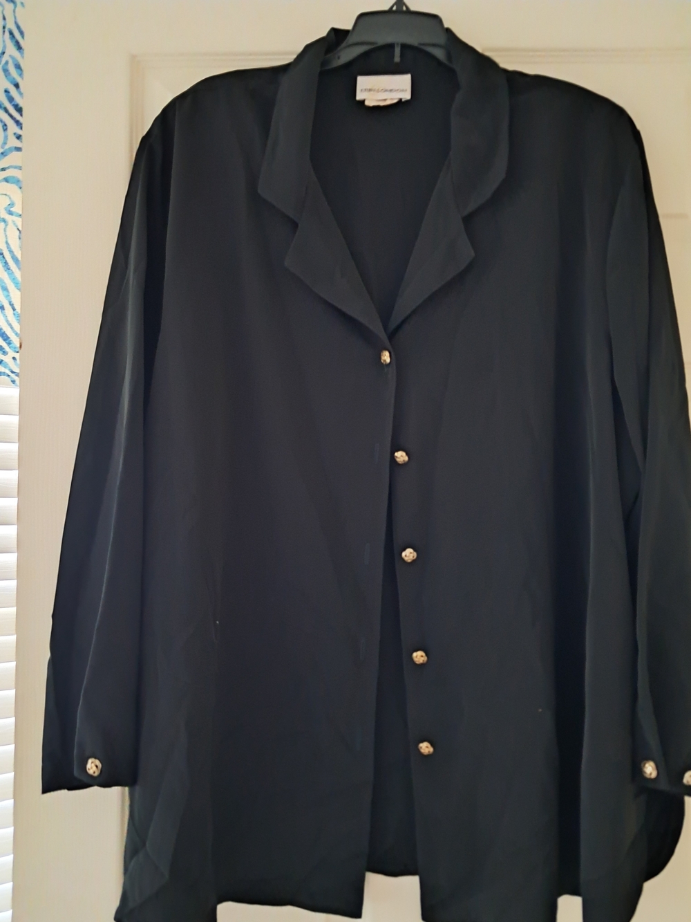 Erin London Black Long Sleeve Button-Front Blazer